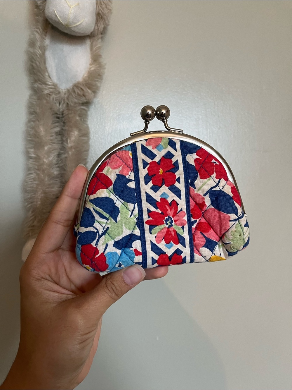 Brighton Floral Quilted Kiss-Lock Coin Purse - Navy, Red, Pink, Green